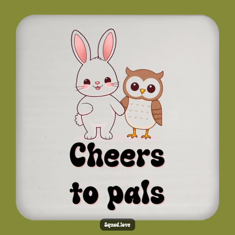 Funny Kawaii Bunny & Owl Coaster Set - Protect Surfaces Gift