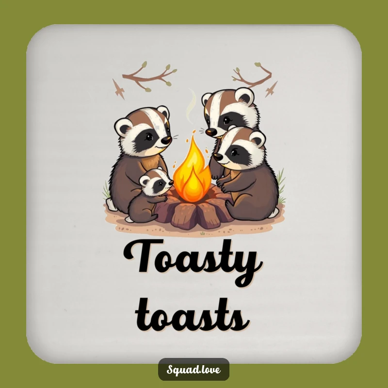 Funny Badger Family Coaster: Cozy Protection for Your Table