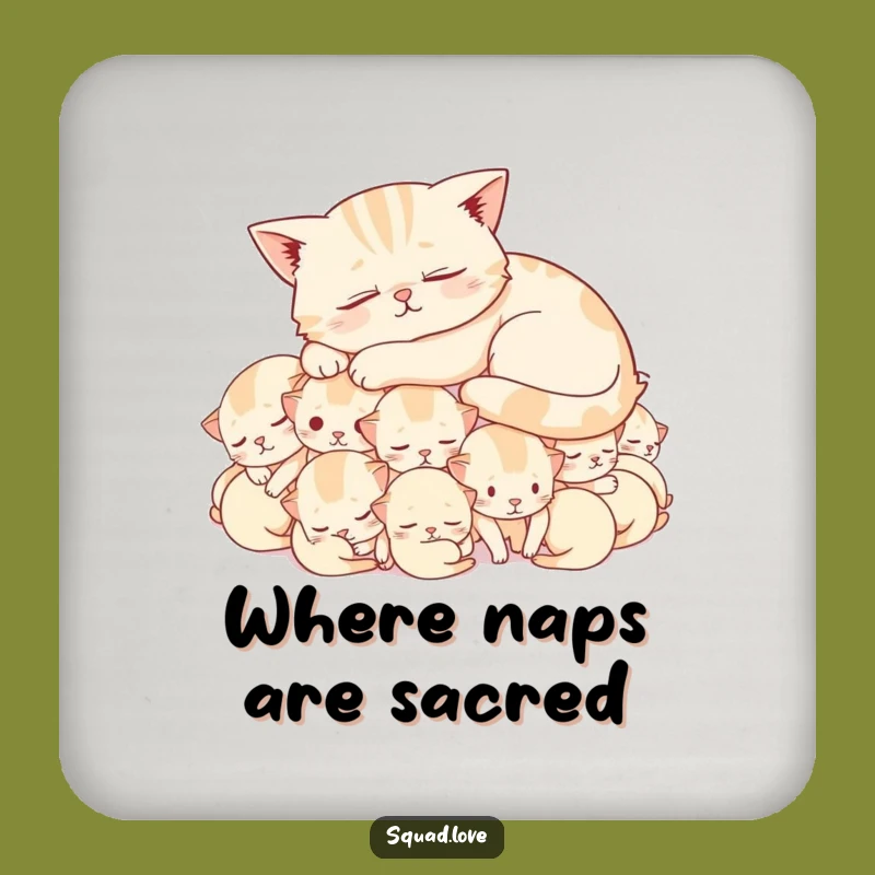 Funny Contented Cat Coaster Set - Kitten Nap Table Protection Gift