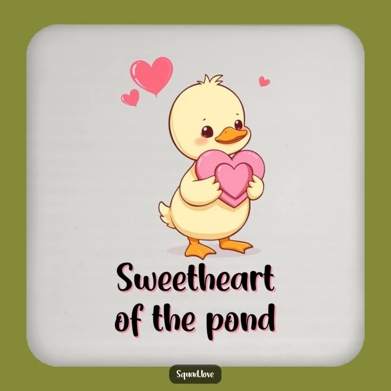 Funny Duckling Heart Coaster Set: Cute Baby Duck Protection, Sweet Funny Gift for Home Bar