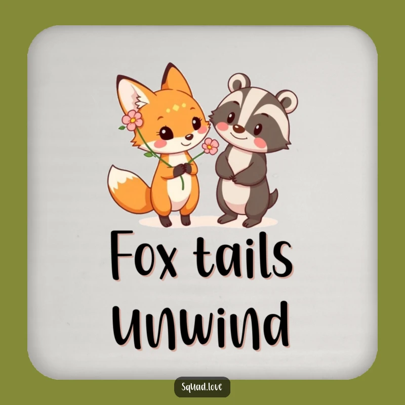 Funny Fox & Badger Flower Coasters - Protect Surfaces with Woodland Charm