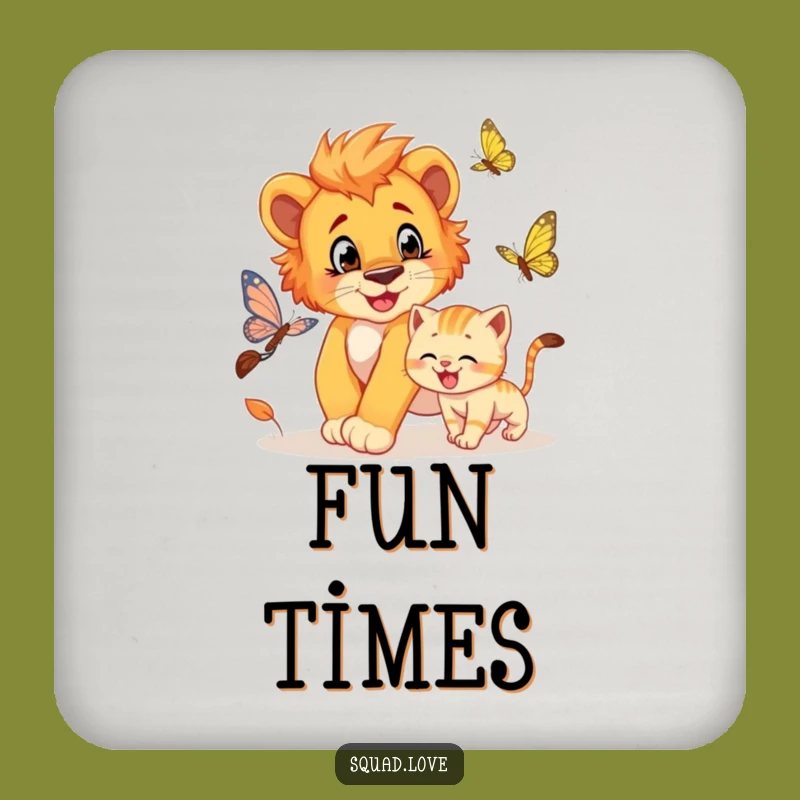 Funny Lion Cub & Kitten Coaster Set - Protect Surfaces Playfully