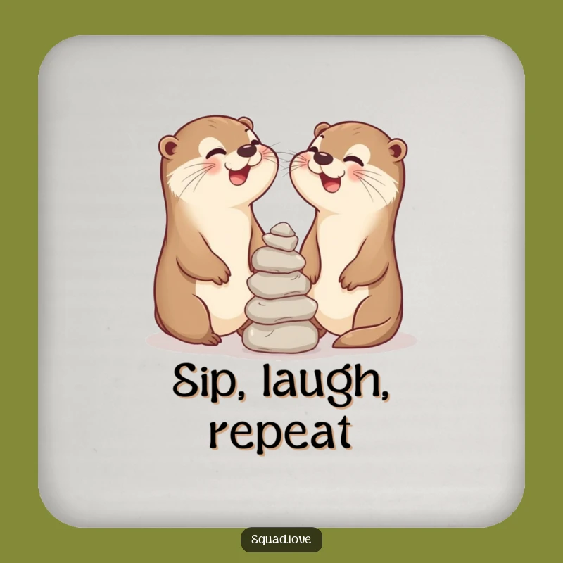 Funny Otter Pals Coaster: Hilarious Protection for Your Table