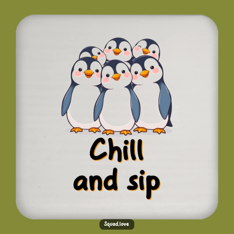 Funny Penguin Huddle Coaster: Protect Surfaces with Joyful Penguin Charm