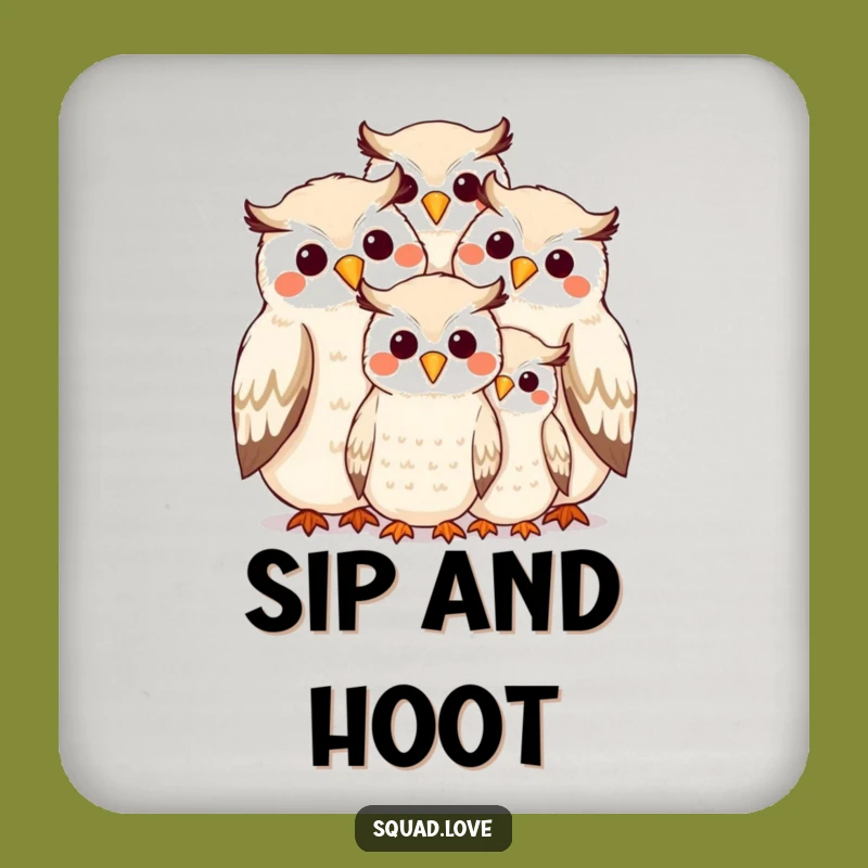 Funny Owl Family Hug Coaster Set: Protect Surfaces with Woodland Smiles