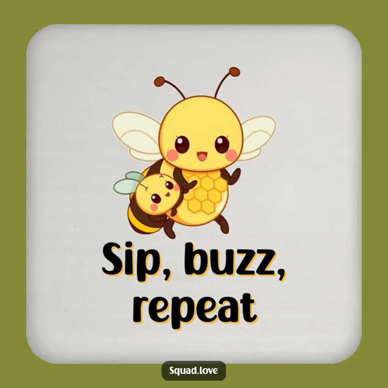 Funny Parent Bee Honeycomb Hugs Coasters: Protect Surfaces with Humor!