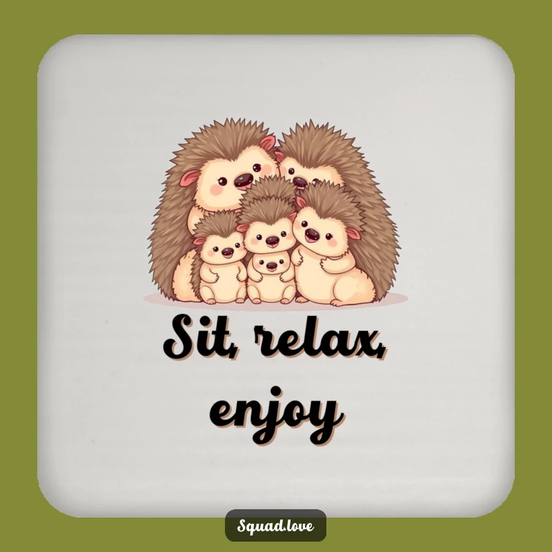 Funny Hedgehog Family Drink Coasters - Cozy Gift Set for Tables