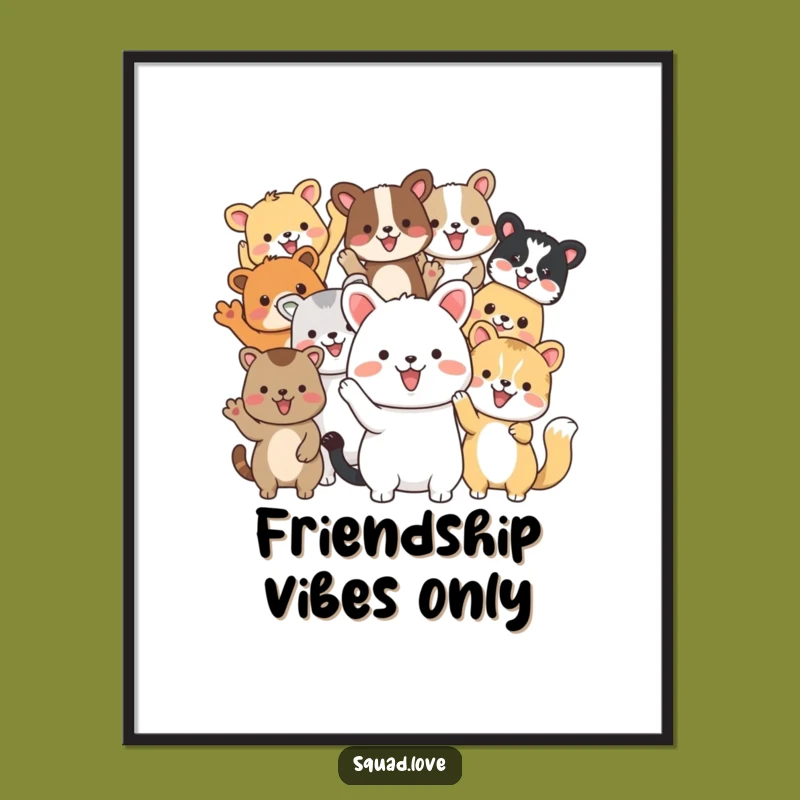 Funny Animal Friends Wave Poster: Celebrate Friendship & Diversity!
