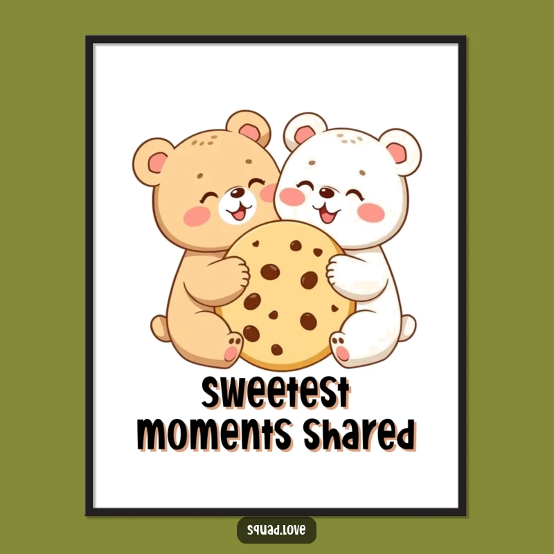 Funny Bear Cubs Cookie Poster: Sweet Friendship Art, Hilarious Funny Gift Decor