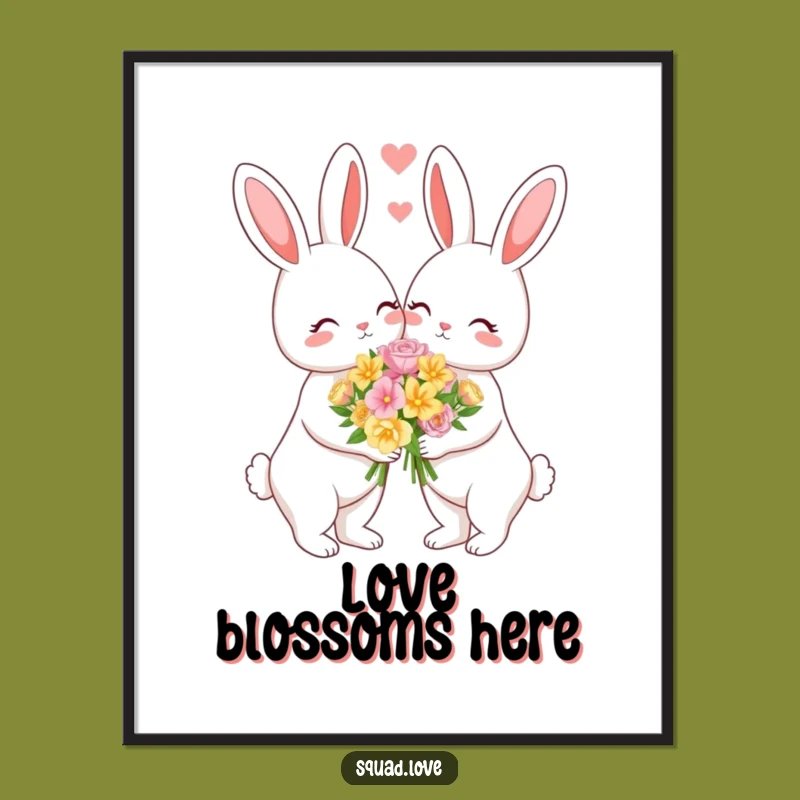 Funny Bunny Love Poster - Romantic Wall Art Gift for Homes