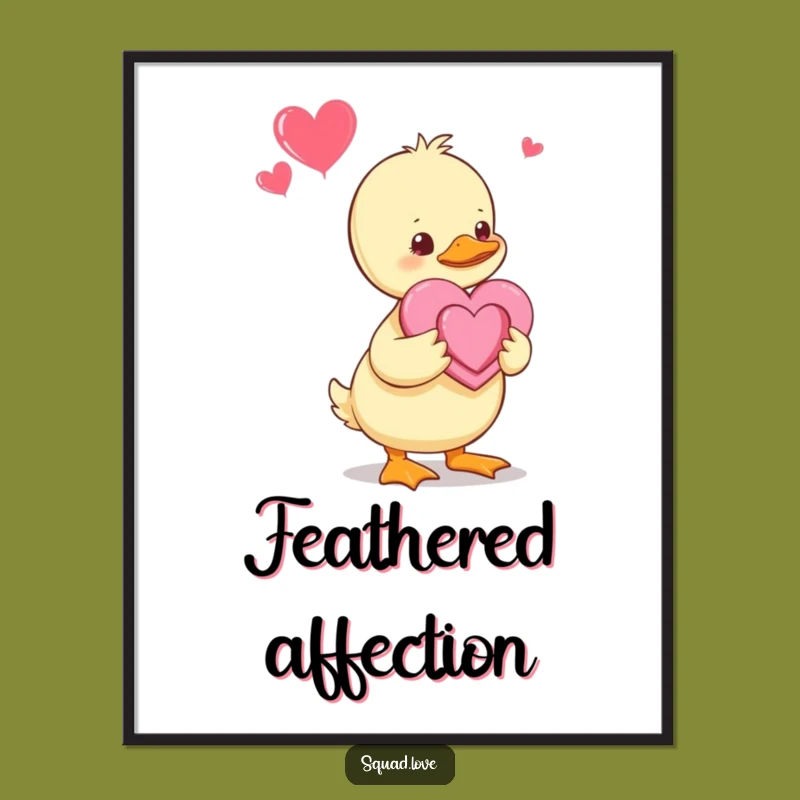Funny Duckling Heart Poster: Cute Baby Duckling Art Print, Sweet Funny Gift for Nursery Decor