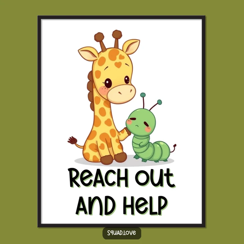 Funny Giraffe Caterpillar Pat Poster - Inspirational Art Print Gift