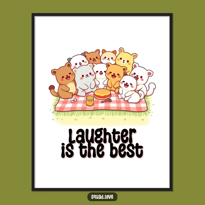 Funny Kawaii Picnic Poster - Joyful Art, Perfect Funny Gift for Wall Decor