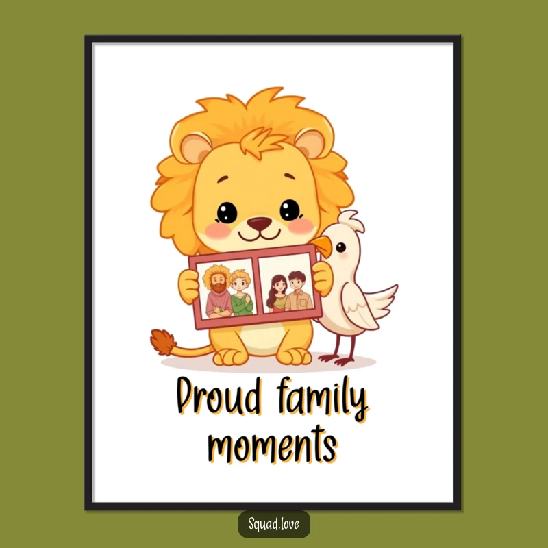 Funny Lion Family Album Poster: Proud Dad Roars, Heartwarming Funny Gift