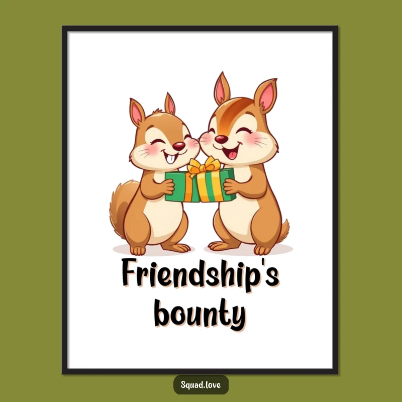 Funny Squirrel Chipmunk Gift Poster - Joyful Animal Art - Hilarious Gift