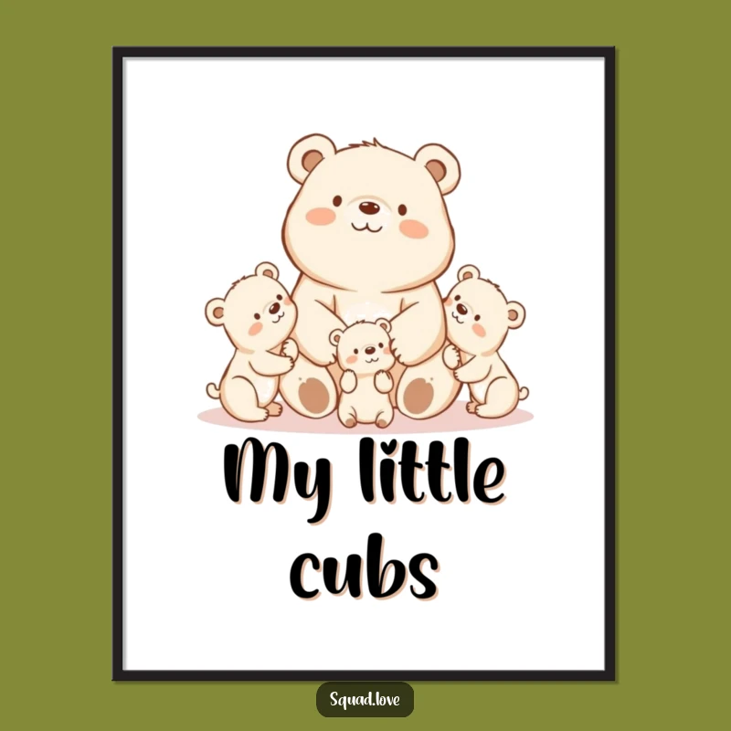Kawaii Mama Bear Poster - Heartwarming Wall Art for Moms