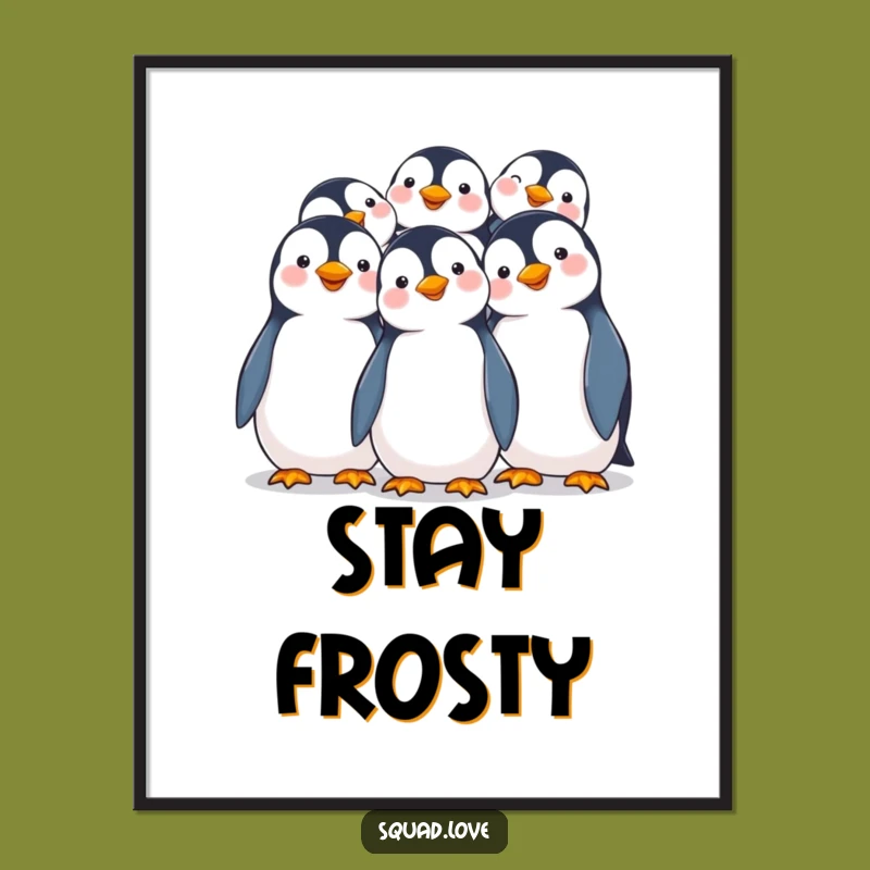 Funny Penguin Huddle Poster: Adorable Joyful Penguin Art for Your Walls