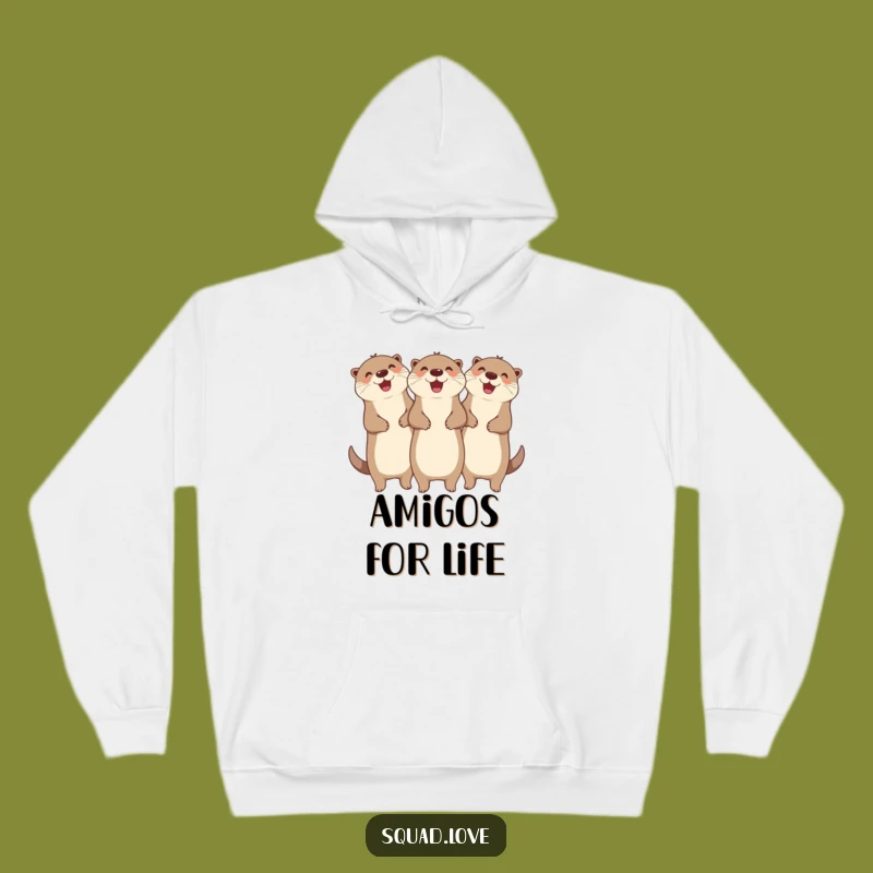 Funny Otter Group Hoodie: Cheerful Linked Arms Celebration - Cozy & Hilarious Gift!