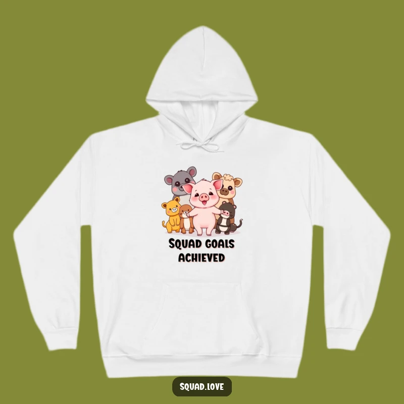 Cozy Funny Piglet & Friends Hoodie: Diverse Animals Unite, Ultimate Friendship Gift