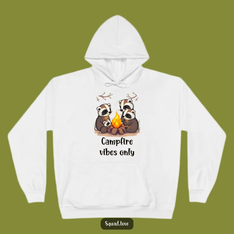 Funny Badger Family Hoodie: Stay Warm with Cozy Campfire Cheer