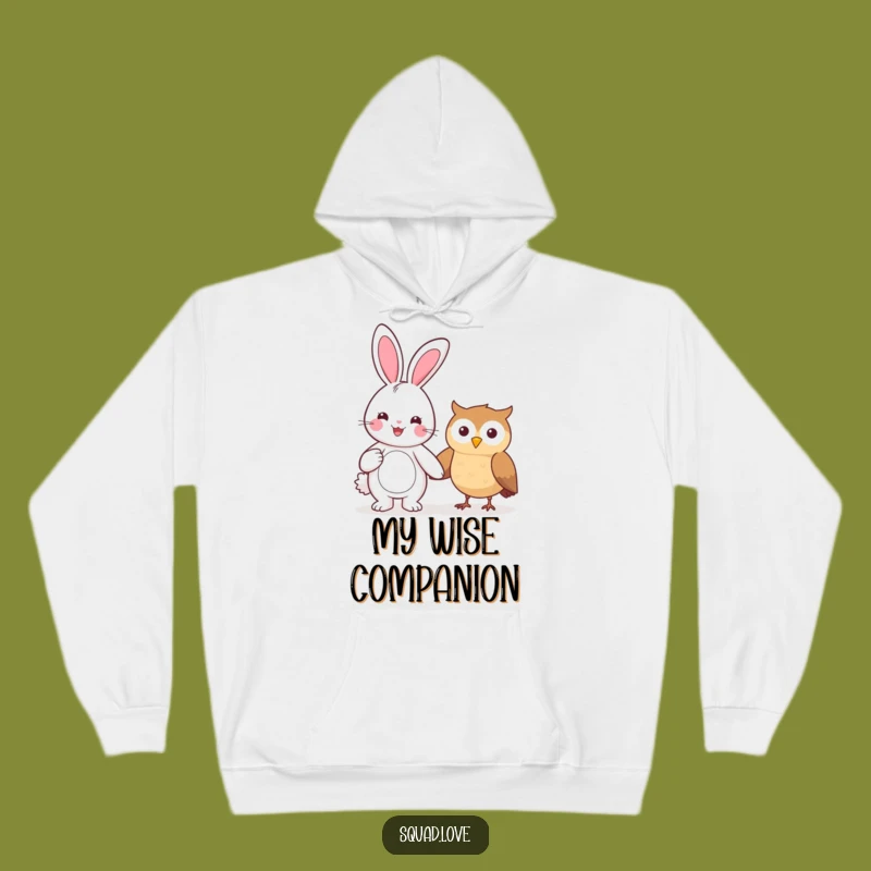 Funny Kawaii Bunny & Owl Hoodie - Cozy Pals, Ideal Funny Gift