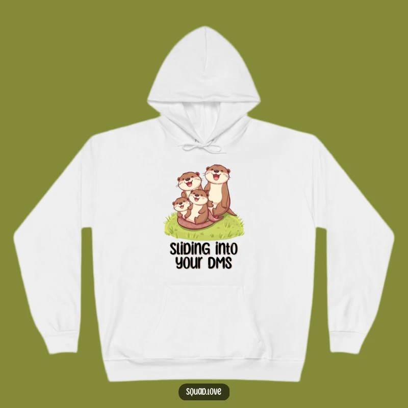 Funny Otter Family Hoodie: Cozy Grassy Hill Adventure, Warm & Humorous Gift