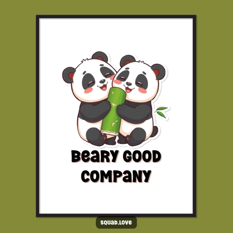 Funny Free Printable Panda Wall Art - Hugging Characters Downloadable Decor