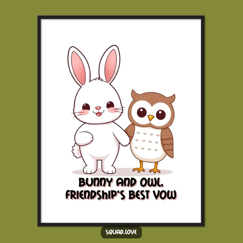 Kawaii Bunny Owl Friendship Art: Free Printable Decor for Charm