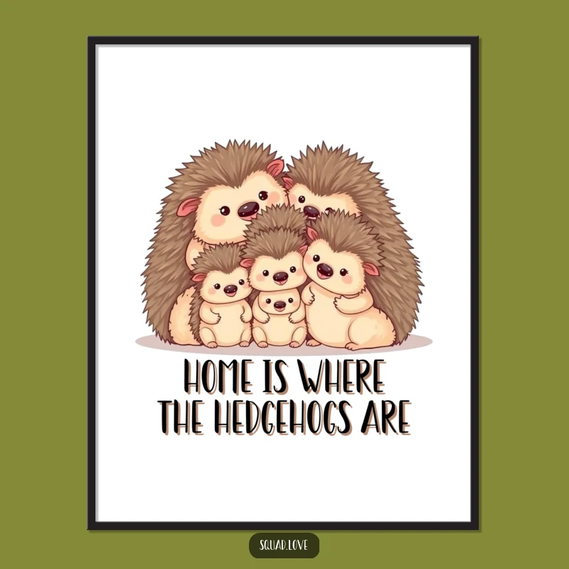 Free Printable Cozy Hedgehog Family Wall Art - Cute Downloadable Art Print