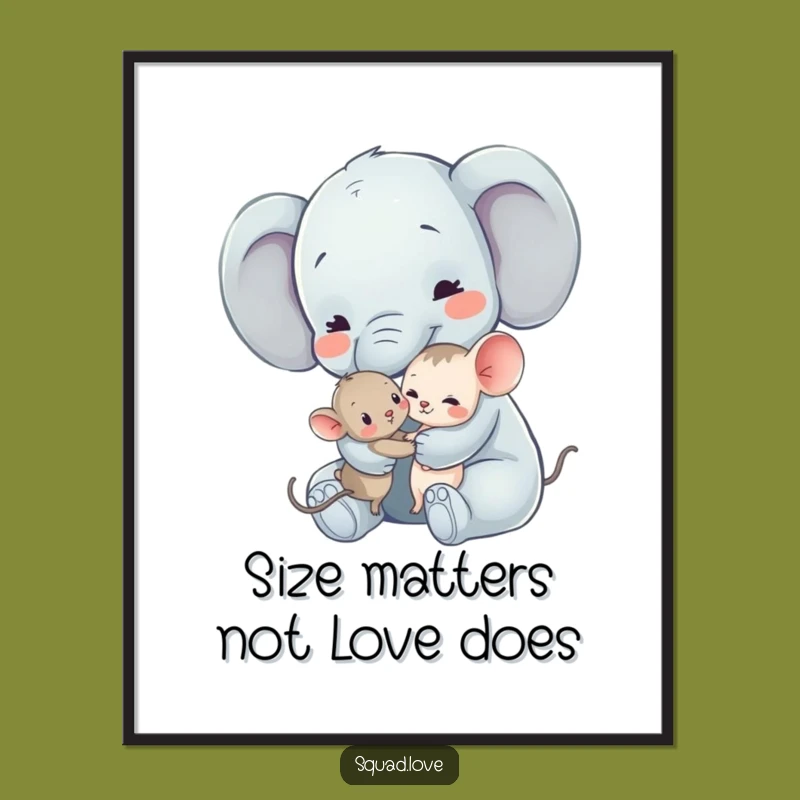 Free Printable Elephant Mouse Wall Art: Hugging Friends Downloadable Decor