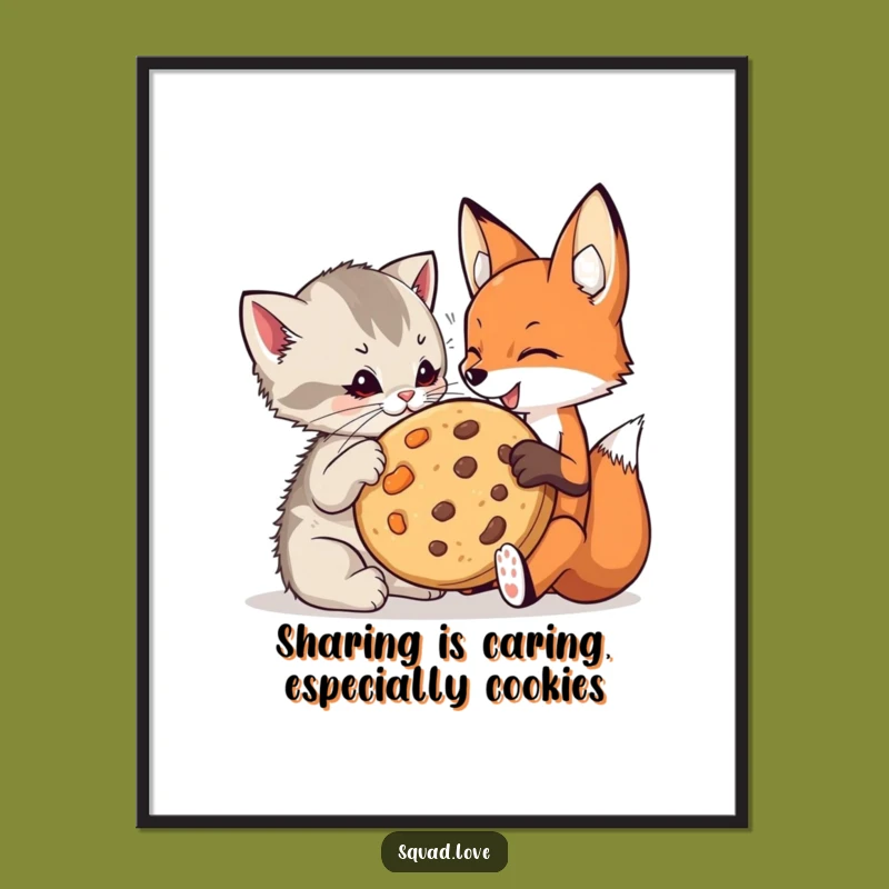 Free Printable Kitten & Fox Cookie Wall Art - Whimsical Downloadable Decor Gift