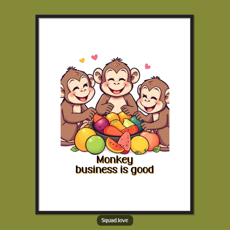 Free Printable Monkey Wall Art: Fruit Feast Downloadable Decor