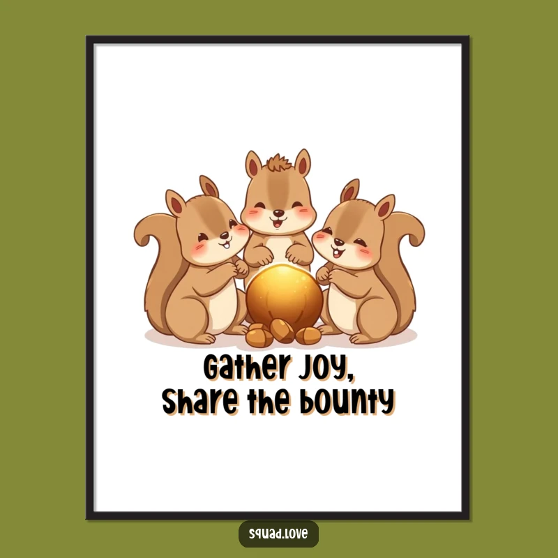 Free Printable Wall Art: Happy Squirrels Sharing, Humorous Downloadable Art