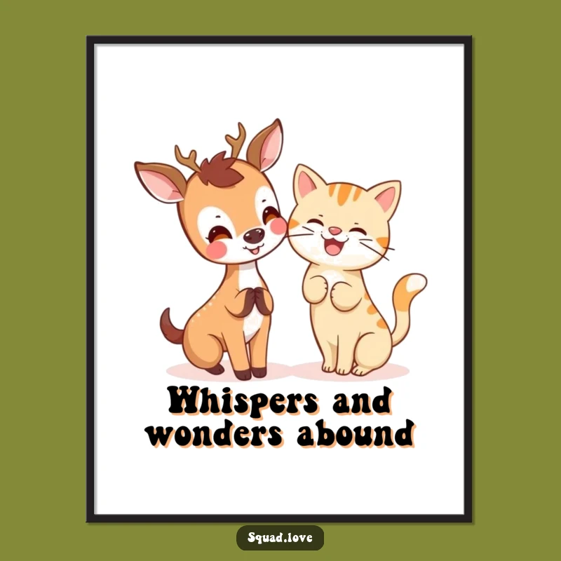 Free Printable Wall Art: Joyful Deer & Giggling Cat, Cute Downloadable Art