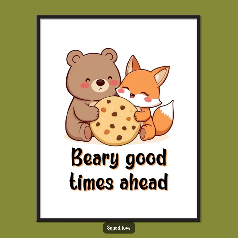 Funny Free Printable Bear Fox Cookie Wall Art - Charming Downloadable Decor!