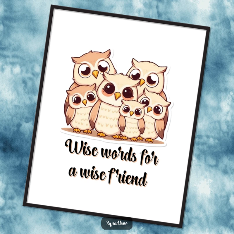 Funny Free Printable Wall Art: A delightful owl family huddling together, exuding warmth and cheerful smiles for your home.