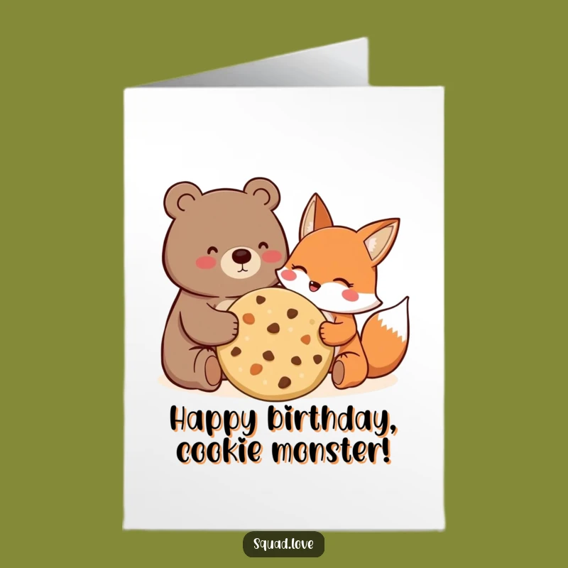 Free Printable Bear Fox Cookie Birthday Card - Funny Downloadable Gift!