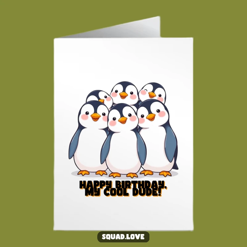 Free Printable Birthday Card: Penguins Huddling, Joyful Funny Downloadable Gift