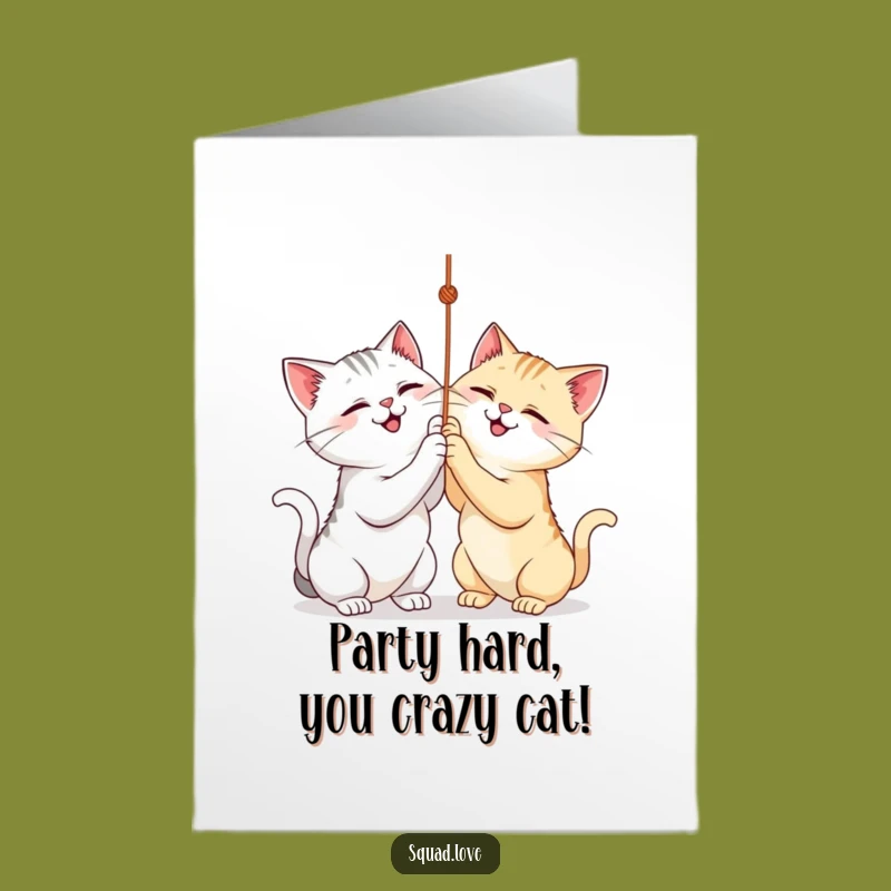 Free Printable Cat String Play Birthday Card - Funny Feline Fun Downloadable Greeting