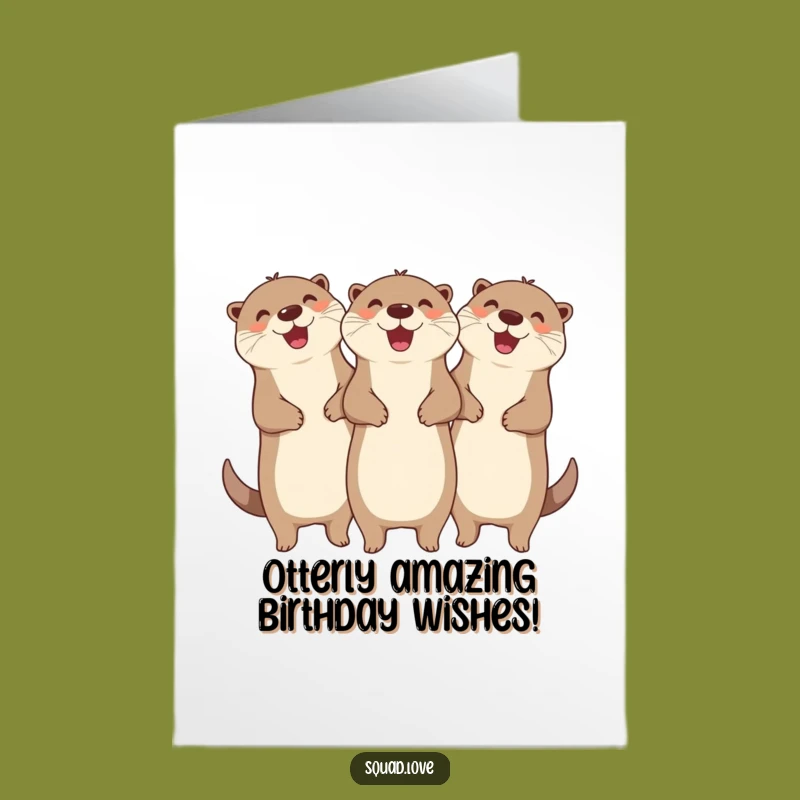 Free Printable Otter Birthday Card: Cheerful Pals Linking Arms for a Hilarious Celebration