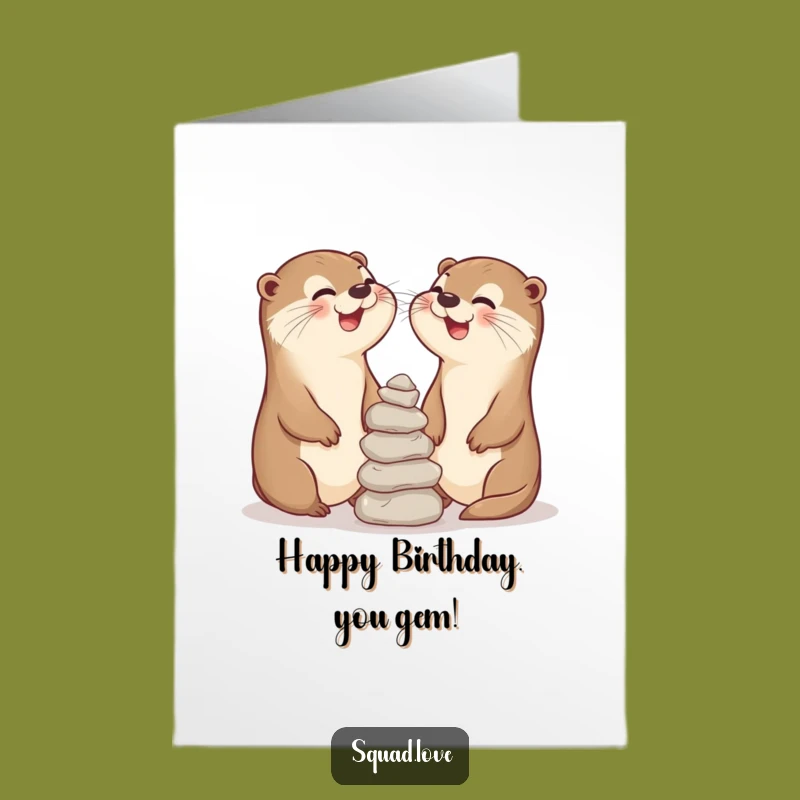 Free Printable Otter Birthday Card: Laughing Pals Stones Downloadable Gift