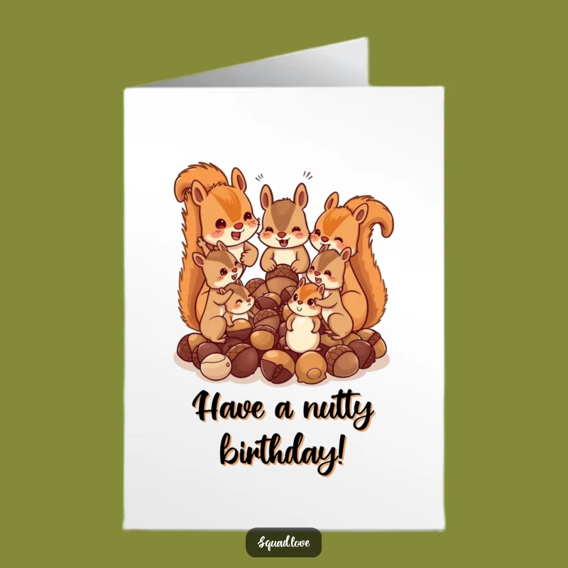 Free Printable Birthday Card: Funny Squirrel Family Acorn Chaos Downloadable Gift