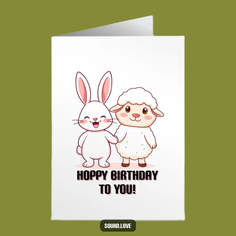 Free Printable Rabbit Sheep Birthday Card - Cute Downloadable Gift for Besties