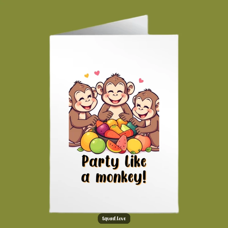 Free Printable Monkey Birthday Card: Fruity Feast Funny Downloadable Gift