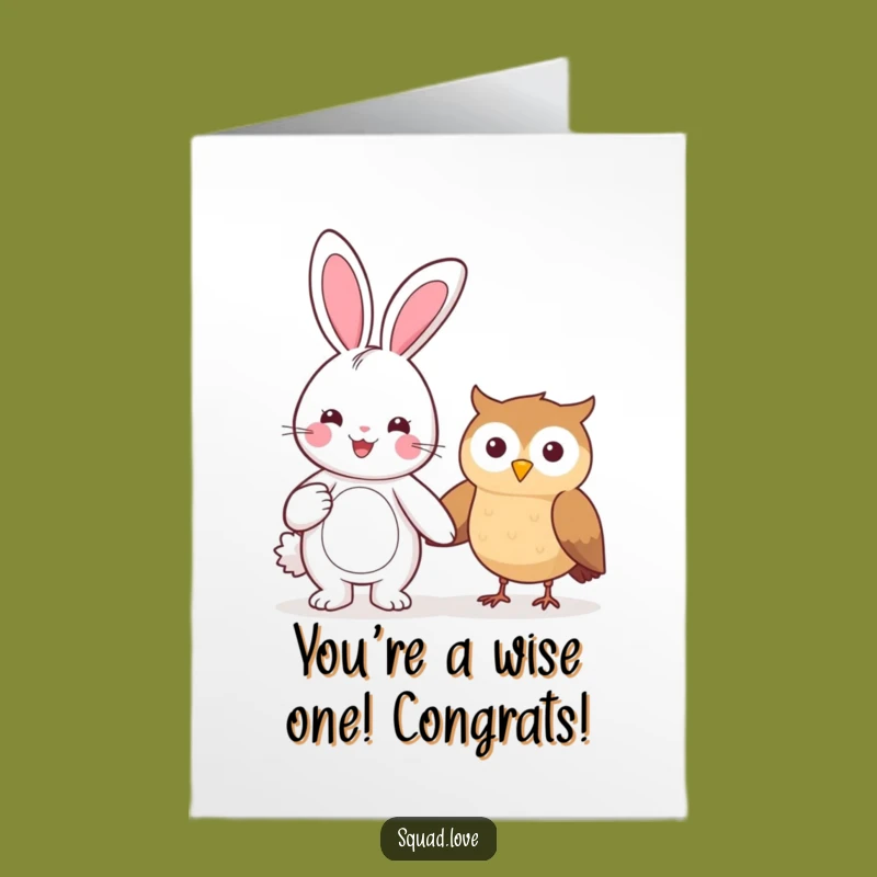 Free Printable Bunny & Owl Congrats Card: Sweet Pals