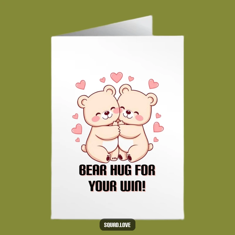 Free Printable Congrats Card: Cheerful Bears Hugging, Humorous Downloadable Gift