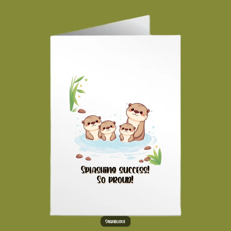 Free Printable Congrats Card: Kawaii Otters Splash, Fun DIY Gift!