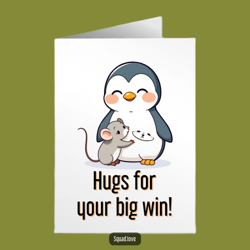 Free Printable Congrats Card: Penguin Hugs Mouse, Heartwarming DIY Gift!