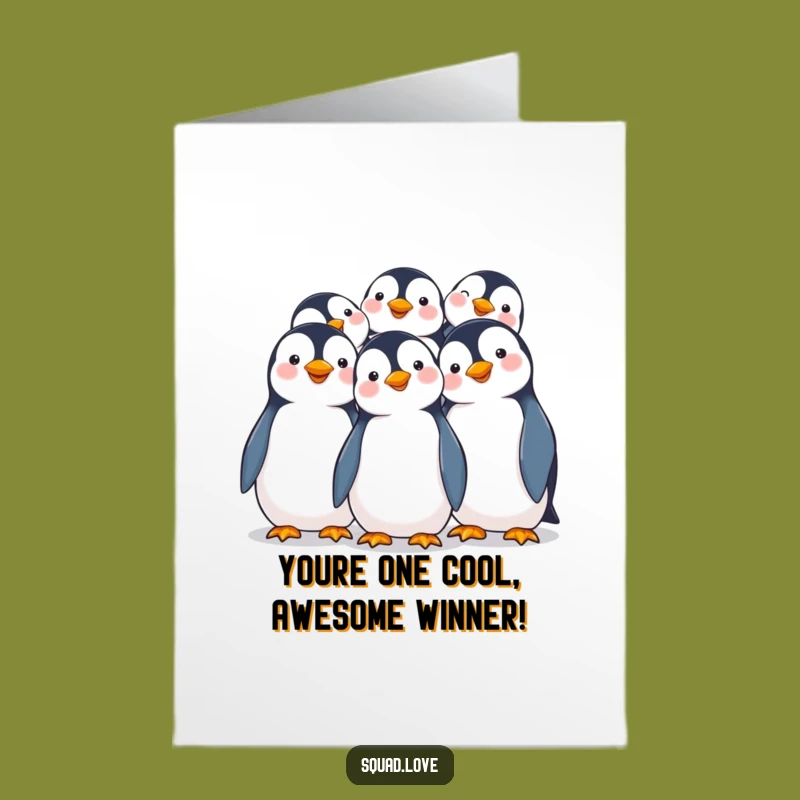 Free Printable Congrats Card: Penguins Huddling, Joyful Funny Downloadable Gift