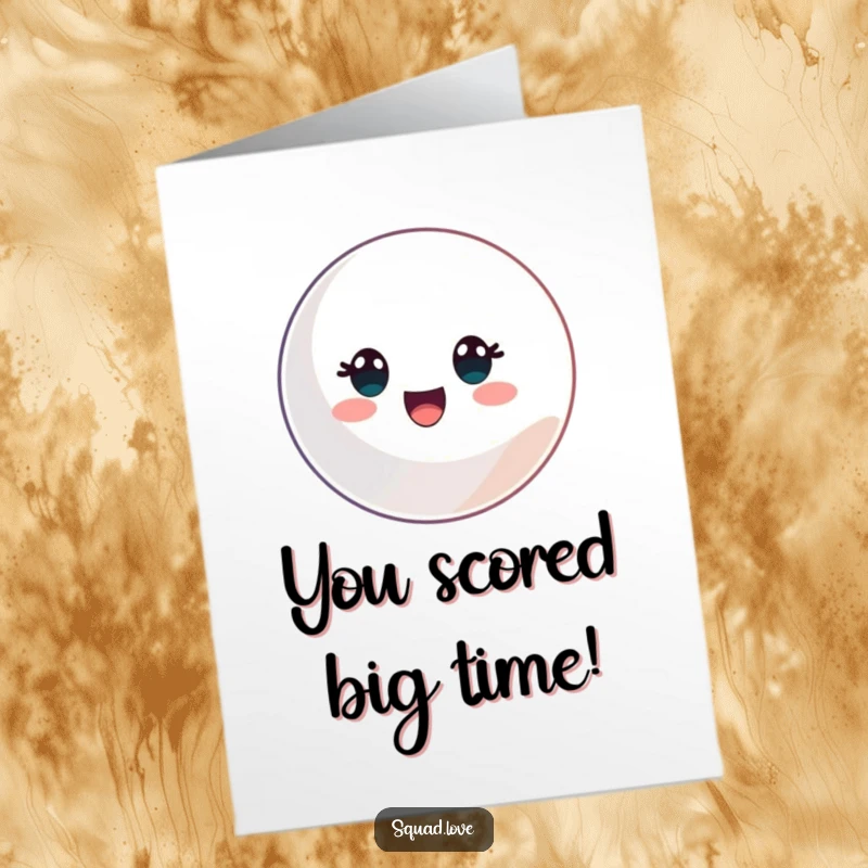 Funny Free Printable Congratulations Card with a bright, bouncing ball, celebrating a fun achievement.